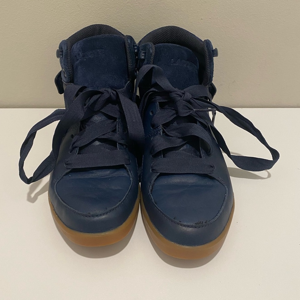 Lacoste Corlu 2 SRW Navy Blue Leather High Top Shoes Womens Size 6.5 EUC
